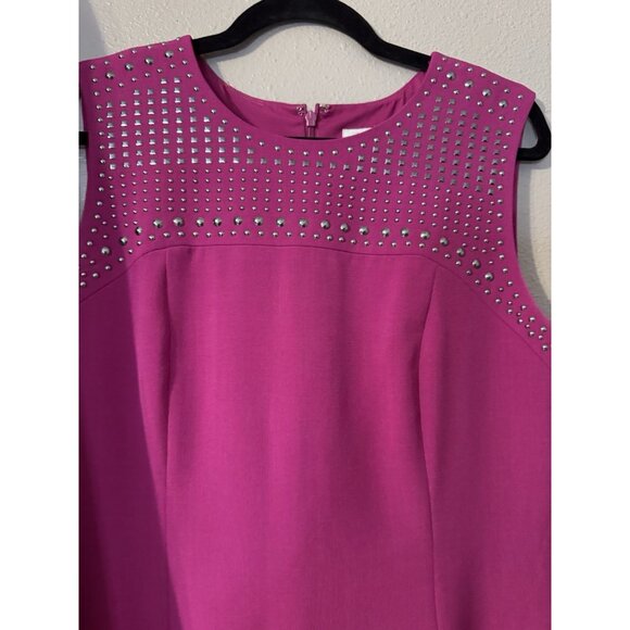 Kasper Dress & Jacket Blazer Suit Berry Pink 12 Silver Studded Neckline Stretch - Picture 9 of 15